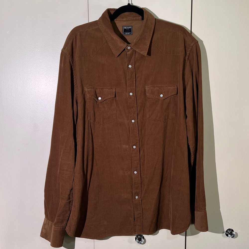 Todd Snyder Brown Corduroy Shirt with Pearl Snaps - Like New condition Size XXL